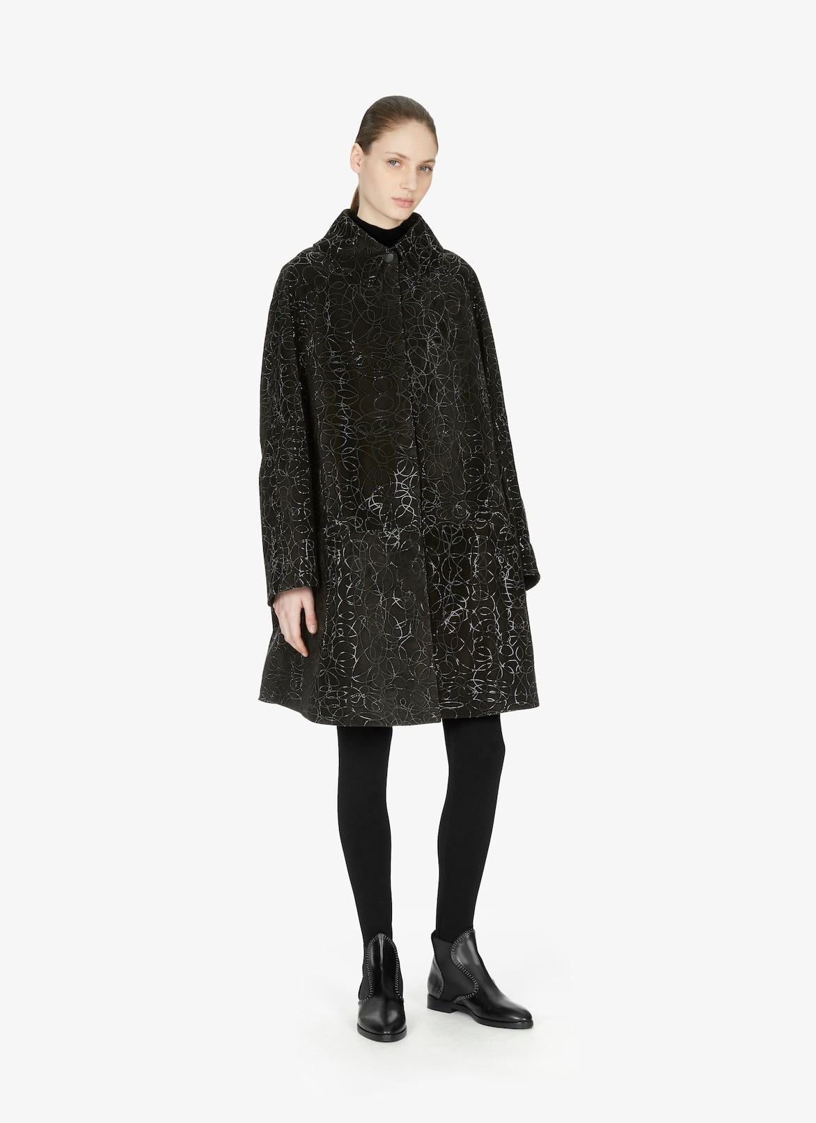COAT VEAU VELOURS RAINBOW BLACK/SHINY BLACK ALAÏA BLACK/SHINY BLACK COAT VEAU VELOURS RAINBOW BLACK/SHINY BLACK
